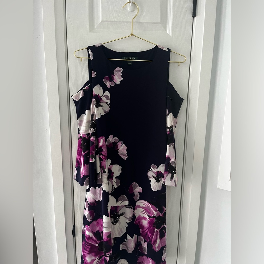 Ralph Lauren Floral Cold Shoulder‎ Dress | Size 2 | Bell Sleeves Cocktail - Picture 3 of 8